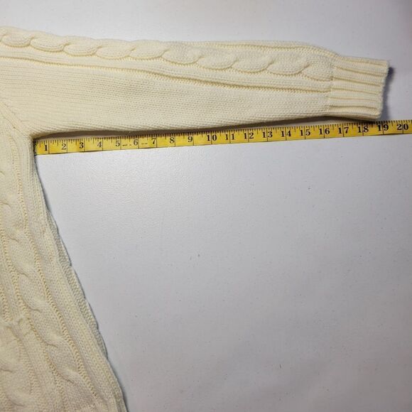 Eileen Vintage Cable Knit Women's Sweater Open Style Cardigan Off White - Picture 11 of 11